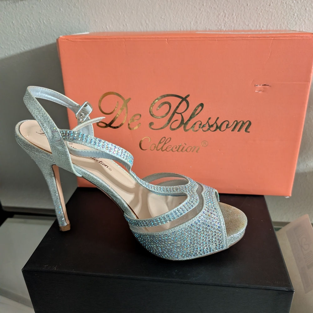 De Blossom Collection Glittering Silver Heels